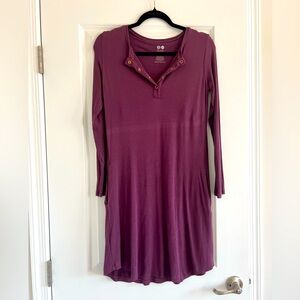 Kindred Bravely Long sleeve Henley Nightgown - Eggplant
